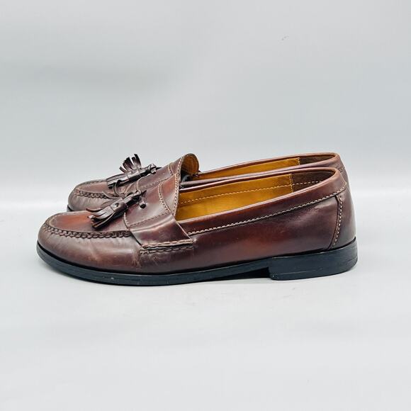 Cole Haan Shoes Mens 9.5 Brown Leather Tassel Loafers Slip On Dress Moc Toe